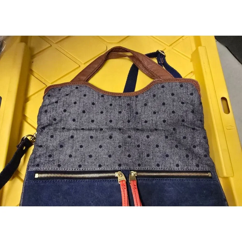 Fossil Blue and Brown Shoulder Bag - Picture 7 of 15